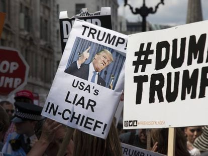 Manifestación contra Trump en Londres en 2018.