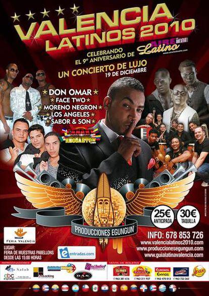 Cartel del promoción de Festival Latino en Valencia 2010