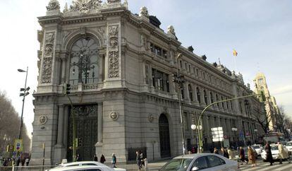Edifico del Banco de España en la plaza de Cibeles en Madrid.