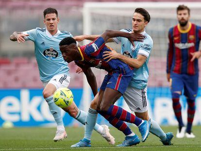 Ilaix Moriba, en el partido del Barcelona frente al Celta de la pasada temporada.