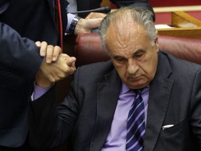 Rafael Blasco sentado en su antiguo esca&ntilde;o de portavoz del grupo parlamentario popular en las Cortes Valencianas. 