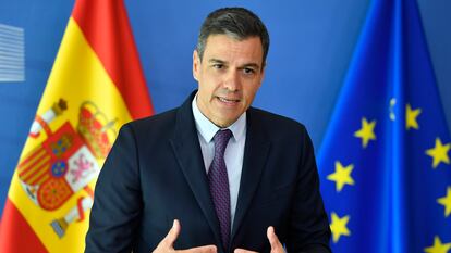 Pedro Sánchez, en una comparecencia en Bruselas el día 22.