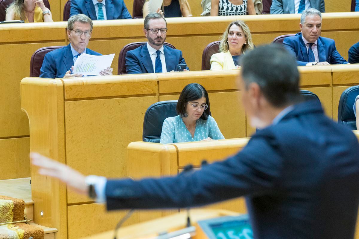Debate en el Senado: Sánchez se lanza contra Feijóo en una larga enmienda a la totalidad al líder del PP por su “insolvencia”