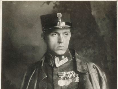 Josef Kiss, piloto húngaro que se estrelló en los Dolomitas en 1918.