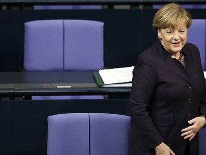 La canciller Angela Merkel, en un debate en el Bundestag el miércoles 25 de noviembre.