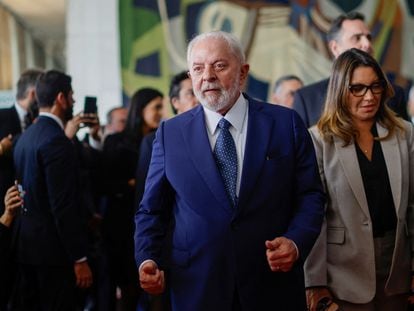 Lula da Silva durante el acto para celebrar la democracia tras el intento de golpe en Brasilia en 2023.