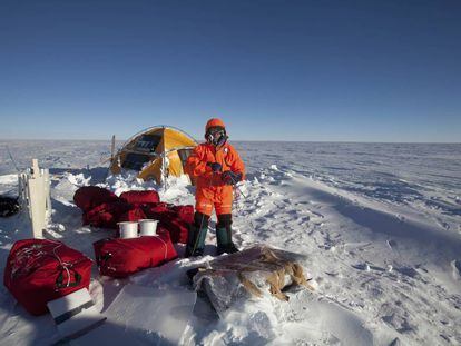 Llegada del Trineo de Viento a la Antártida en 2011, no lejos de donde se encuentra ahora.