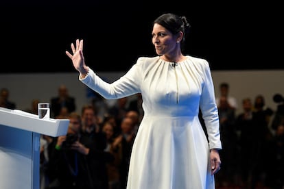 La ministra británica del Interior, Priti Patel, este martes, en el congreso del Partido Conservador en Mánchester.