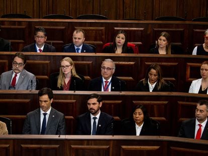 Una sección de la bancada del partido Republicano en el Consejo Constitucional en Santiago.