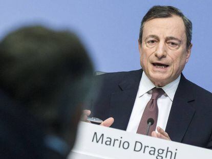 El presidente del BCE, Mario Draghi, en Fráncfort en marzo.