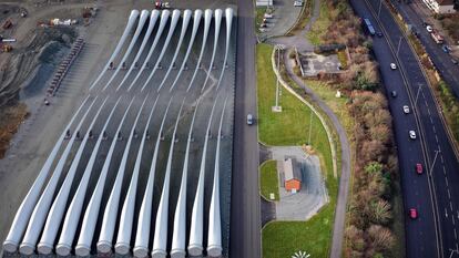 Palas de aerogeneradores, en enero del año pasado en la fábrica de Gamesa en Hull (Inglaterra).