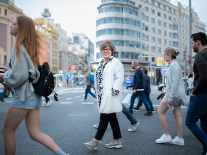 María Escario, el viernes en la Gran Vía de Madrid.