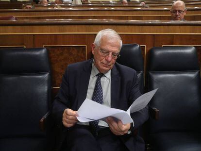 Josep Borrell en la sesión de control del Congreso, este miércoles.