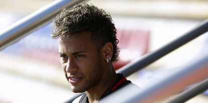 Neymar, antes de un entrenamiento de esta semana.
