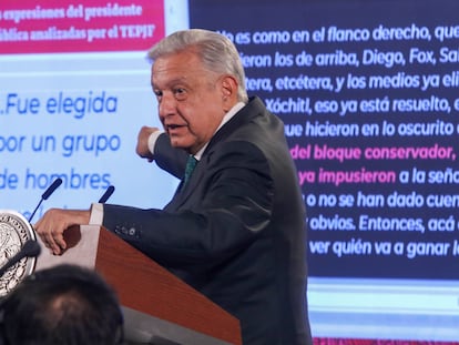 Andrés Manuel López Obrador, Presidente de México, durante la conferencia de prensa en Palacio Nacional, en Ciudad de México (México).