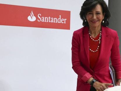 Presidenta del Banco Santander Ana Botin durante una rueda de prensa en Madrid.(07-06-17)