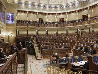 Vista del hemiciclo del Congreso de los Diputados durante el debate de investidura de Mariano Rajoy.