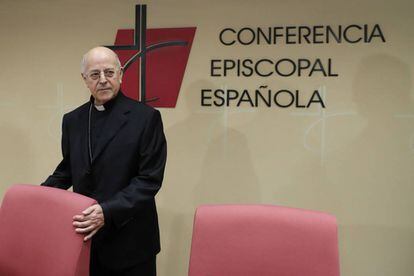El cardenal Ricardo Bl&aacute;zquez, durante una comparecencia en la sede de la Conferencia Episcopal.