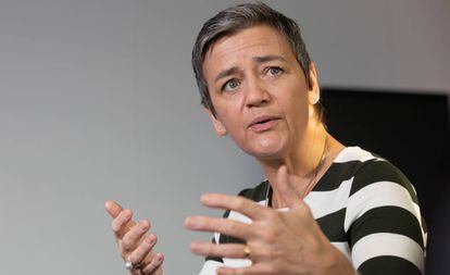 La futura vicepresidenta de la Comisión Europea, Margrethe Vestager, durante la entrevista.