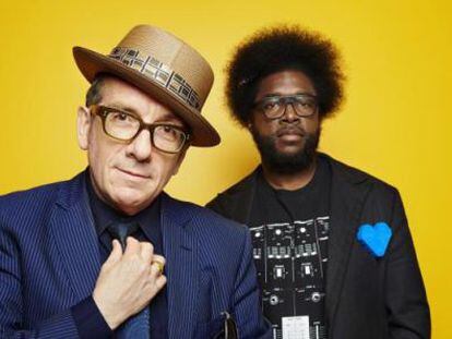 El cantautor Elvis Costello y Ahmir Khalib Thompson, alias Questlove, batería y líder del grupo The Roots.