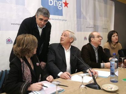 Guillerme V&aacute;zquez, ayer, tras el Consello Nacional del Bloque.