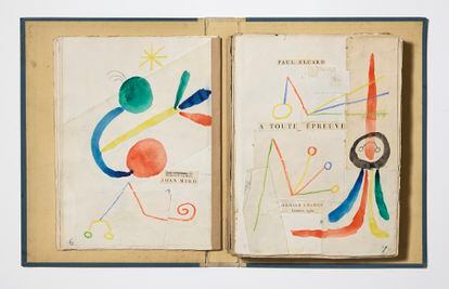 Maqueta de Miró para el libro de Paul Éluard, que está en Suiza.