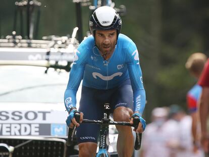 Alejandro Valverde, en la crono de la penúltima etapa del Tour.