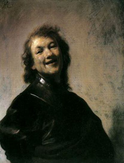 Autorretrato de un joven Rembrandt.