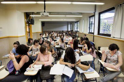 Un aula en la Universidad de Barcelona. 