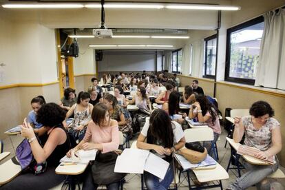 Un aula en la Universidad de Barcelona.