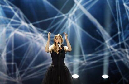 La representante de Bélgica, en la primera semifinal de Eurovisión.