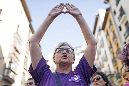 Protesta este pasado jueves 21 de junio en Pamplona tras la decisión de la Audiencia Provincial de Navarra de poner en libertad provisional a La Manada.