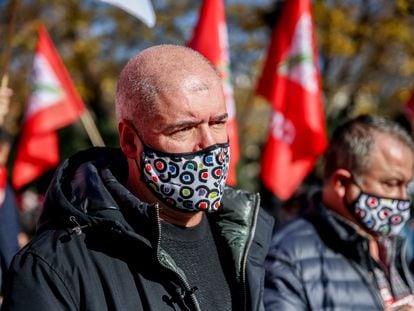 Unai Sordo, durante una manifestación el 12 de diciembre en Madrid.