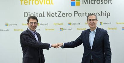 Judson Althoff, vicepresidente ejecutivo de Microsoft, junto a Ignacio Madridejos, CEO de Ferrovial.