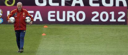 Del Bosque, durante un entrenamiento