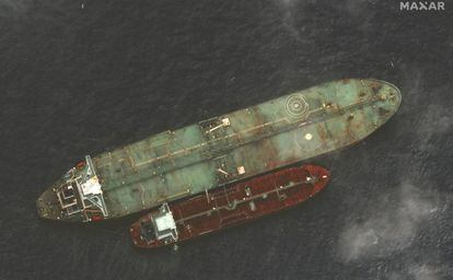 Imagen de satélite del petrolero de bandera iraní que EE UU sospechaba que se dirigía a Siria.