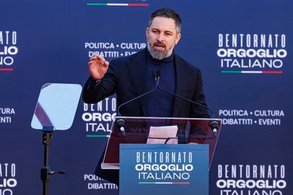 Santiago Abascal, during his speech this Sunday in Italy. 