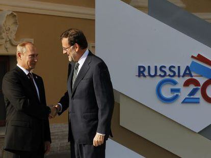 Putin recibe a Rajoy durante la cumbre del G-20.