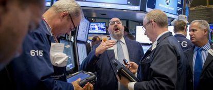 Corredores en la Bolsa de Nueva York, el pasado agosto. 