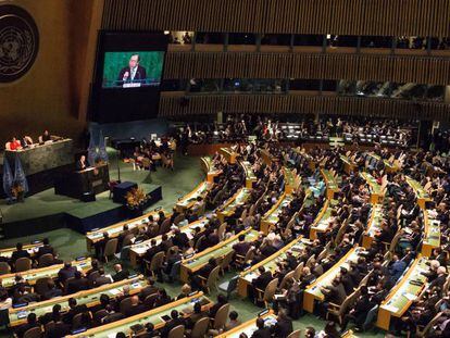 Reunión de Naciones Unidas para la firma del Acuerdo de París.