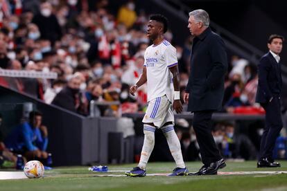 Vinicius, after being replaced by Ancelotti this Wednesday at San Mamés.