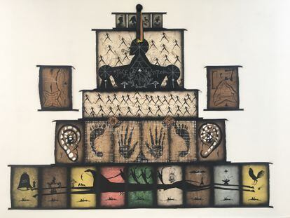 Una de las obras de la galería dominicana recomendada por Pimentel: Lyle O’Reitzel. Se titula 'Jubilo de Aponte' (José Bedia).
