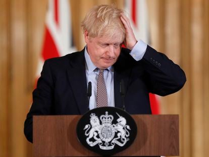 El primer ministro británico, Boris Johnson, durante una rueda de prensa en Downing Street, en Londres.