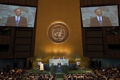 El presidente de EE UU, Barack Obama, se dirige a la 66ª Asamblea General de Naciones Unidas.