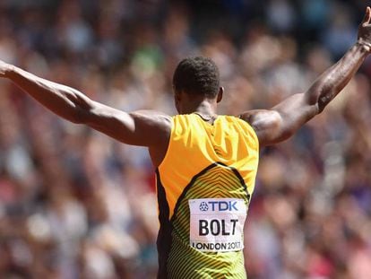 Usain Bolt, este sábado, en los calentamientos.