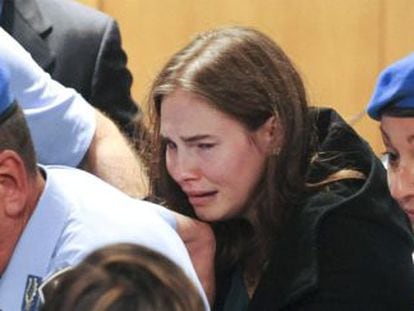 Amanda Knox, tras escuchar el veredicto.