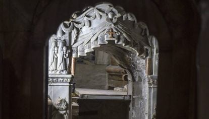 Vista de los trabajos arqueol&oacute;gicos en la tumba de Jesucristo en Jerusal&eacute;n el 28 de octubre.