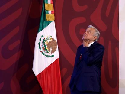 López Obrador durante su conferencia de prensa de la mañana del lunes.