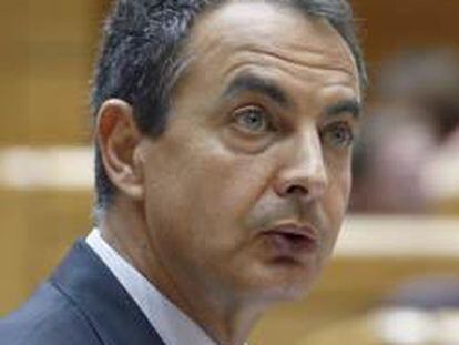 Zapatero, durante su intervención en el Senado