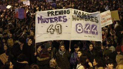 Mujeres se manifiestan en Madrid contra la desigualdad de género, el pasado 8 de marzo, Día Internacional de las Mujeres.